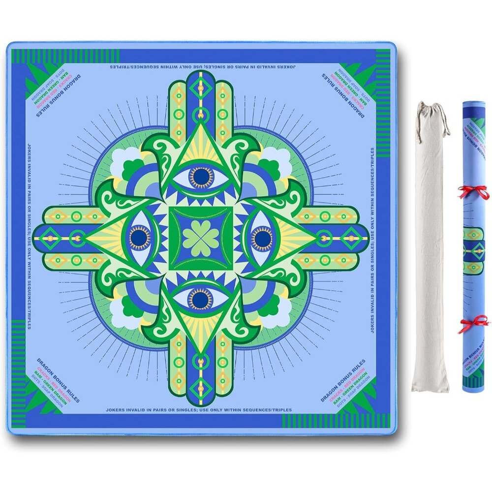Blue & Green Evil Eye Mahjong Mat